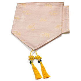 110 Inch Beige Silk Chinese Four Season Flower Table Runner