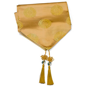 96 Inch Gold Silk Chinese Longevity Table Runner