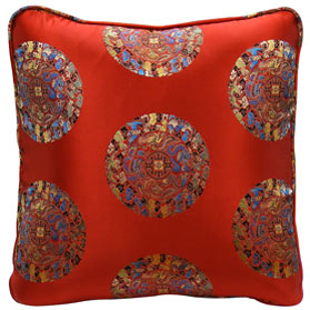 Red Chinese Silk Pillow (#36)