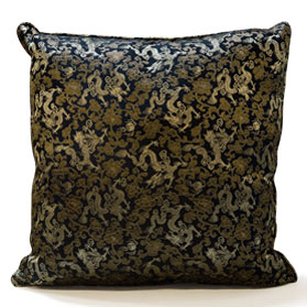 Black Silk Chinese Dragon Pillow (#79)