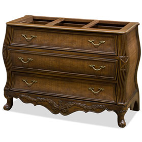 French Motif Rattan Oriental Chest of Drawers