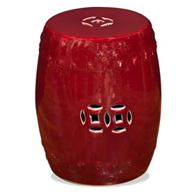 Oxblood Glaze Porcelain Asian Garden Stool