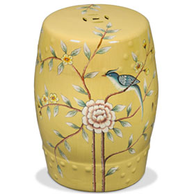 Famille Jaune Peony Motif Asian Garden Stool