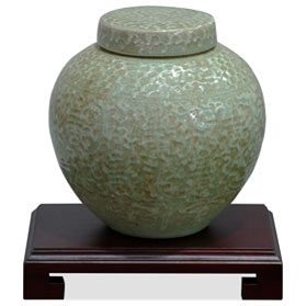 Green Qing Dynasty Crackle Porcelain Chinese Jar