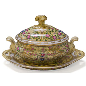 Famille Jaune Motif Oriental Lidded Jar